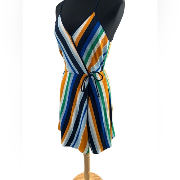 Monteau Spaghetti Strapped Multicolored Wrap-Front Mini Dress-size L (NWT) - Picture 5 of 6